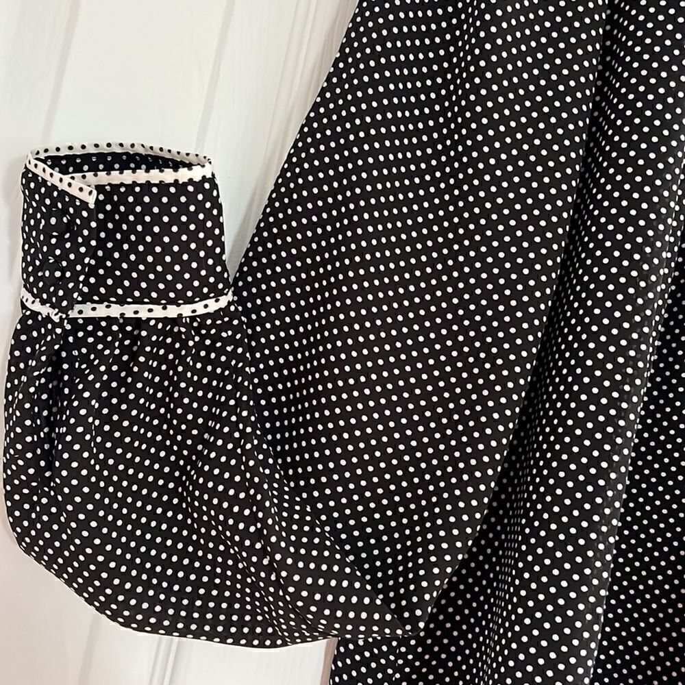 WHO WHAT WEAR Black Polkadot High Neck Blouse - Picture 11 of 16